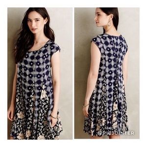 Maeve blue and white floral swing dress, M